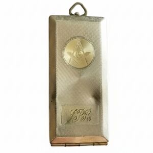 Vintage Masonic locket Free mason silver tone gold tone long Freemason